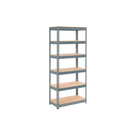 Global Equipment Extra Heavy Duty Shelving 36"W x 18"D x 84"H With 6 Shelves, Wood Deck, Gry 255509